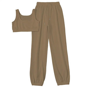 Conjunto Deportivo Casual de 2 Piezas para Mujer, Color Lila, Top Corto sin Mangas, Pantalones Cortos de Cintura Alta, Tejido Transpirable de Poliéster/Algodón - Product Image 5