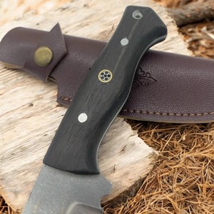 Couteau Bowie à lame en acier carbone fait main de 10 pouces avec manche en bois de noyer et étui en cuir - Couteau utilitaire de camping DIY OEM - Product Image 5