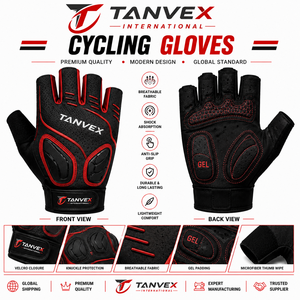 TANVEX Cycling Gloves Half Finger PU Breathable Gel <b>Padding</b> Anti-Slip Hook Loop Closure Unisex Outdoor Sports - Product Image 5