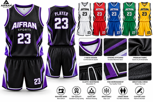 Ensemble d'uniformes de basketball rayés personnalisés par sublimation, maillot de sport en polyester avec logo frontal, tenue d'équipe unisexe, impression numérique, ensemble d'entraînement - Product Image 3