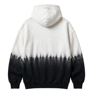<b>Men's</b> Oversized Tie Dye Hoodie Black <b>White</b> Gradient Hooded <b>Sweatshirt</b> with Front Pocket Cotton Pullover - Product Image 2