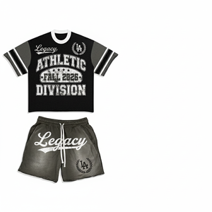 T-shirts de sport en coton polaire imprimés par transfert thermique, séchage rapide, ensemble 2 pièces pour hommes, vêtements de course et de basketball, streetwear personnalisé - Product Image 6