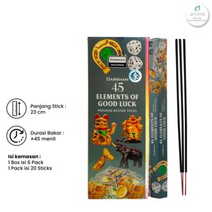 Bâtons d'encens Darshan 45 Éléments de Bonne Fortune, écologiques, en bambou biologique, parfumés, encens indien pour usage religieux - Product Image 2