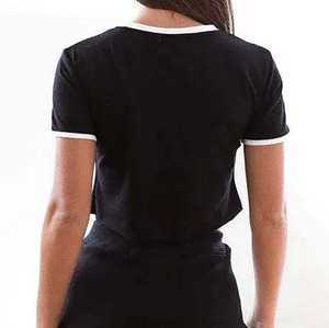 Women's Cropped tank <b>top</b> Solid Color O-Neck Short Sleeve Casual Breathable Knitted <b>crop</b> <b>Top</b> for women in cheep price - Product Image 4