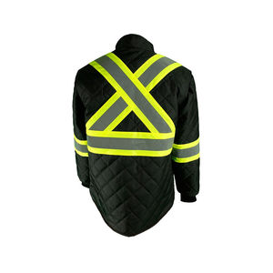 Men's High Visibility ANSI Class 2 Reflective Canvas Hooded <b>Quilted</b> Jacket with Waterproof LED Flash - Product Image 3