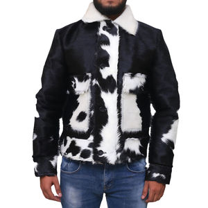 Veste en cuir de vachette élégante pour homme avec fourrure véritable, en cuir de vache unique, idéale pour l'équitation hivernale et les activités de plein air. - Product Image 3