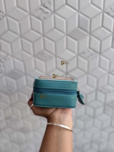 Estuche Compacto de Joyería de Cuero Genuino Personalizado al por Mayor, Estuche de Cuero Vintage Hecho a Mano en Color Turquesa, Porta Accesorios Étnicos - Product Image 4