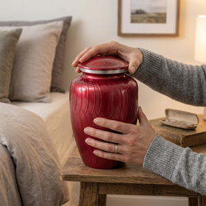Handcrafted Blue Cremation Urn For Adults Ashes Secure Thread Lid Export Quality Funeral Memorial Decorative Burial Red Urns Jar - Product Image 5
