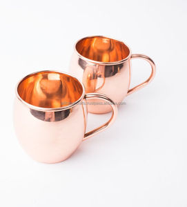 <b>Large</b> Copper <b>Mugs</b> With Handle Double Wall Minimalist Design For Dining - Product Image 2