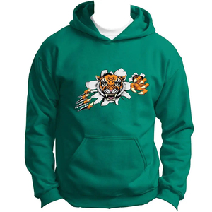 Sweat à capuche bleu électrique avec motif tigre, effet déchiré, imprimé mascotte, coupe oversize, style streetwear hip-hop - Product Image 3