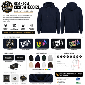 Sweat à capuche unisexe bleu marine personnalisé en molleton de coton épais, fabricant OEM ODM de sweats à capuche vierges sous marque privée - Product Image 3