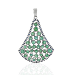 Classic Round <b>Emerald</b> Gemstone Pinion Bezel Setting Unique Design Solid 925 Sterling Silver Fine <b>Pendant</b> Jewelry - Product Image 1