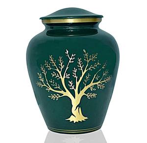 Urne funéraire en laiton vert gravé et poli pour cendres humaines adultes, style américain/européen - Product Image 4