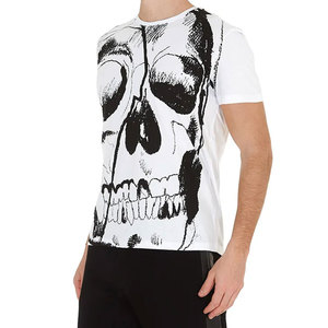 Camiseta Blanca con Estampado de Calavera para Hombre, Manga Corta, Cuello Redondo, Corte Ajustado, Estilo Gótico, 100% Algodón Jersey, Impresión Personalizada DTG - Product Image 4