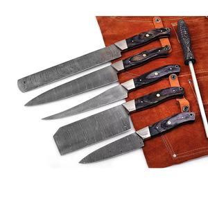 Professional 5-Piece Damascus Steel Handmade Chef Kitchen <b>Knives</b> Plastic Handles Drop Point Blade OEM Customizable-MS Enterprise - Product Image 1