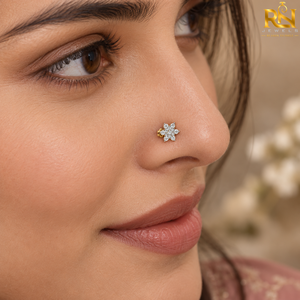 Pendiente de Nariz con Diamante Cultivado en Laboratorio Imperial Cluster, Diseño Floral, Oro Sólido de 9KT, 14K, 18K, Joyería Fina |   Piercing Nupcial Personalizado - Product Image 4