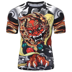 Wolf <b>Design</b> <b>Compression</b> Rash Guard Men Short Sleeve Gym T <b>Shirt</b> Quick Dry Fitness Wear <b>Custom</b> Logo Wholesale - Product Image 1