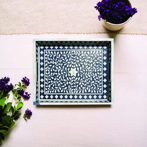 Luxury Eco-Friendly Bone Inlay Wood Base Durable <b>Square</b> Polished Serving Tray Geometric/Mosaic Pattern Ottoman <b>Coffee</b> <b>Table</b> - Product Image 6