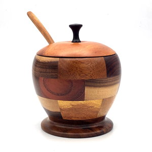 Fancy Premium Wood Coffee Sugar Bowl/Pot With Spoon for Household Food Storage Salt Bowl Glossy Finish - Product Image 6
