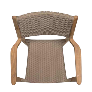 Teak Wood Rope Stacking Arm <b>Chair</b> Mid Century Style Wooden Dining <b>Chair</b> Dining Room and Patio Furniture <b>Stackable</b> Outdoor <b>Chairs</b> - Product Image 6