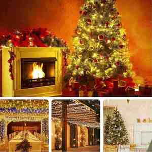 Christmas 3500K Warm White LED <b>Light</b> <b>String</b> 100 LEDs 2V IP65 Waterproof Printed Fabric Outdoor Holiday Wedding Party Decoration - Product Image 3