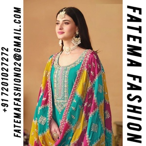 เสื้อผ้าสตรีชุดสำหรับเทศกาลสวมชุด salwar ผ้าไหม Chinon กับดีไซน์เนอร์ dupatta ผู้ผลิตคอลเลกชันของเราจากอินเดีย - Product Image 2