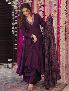 Embroidered Work Women Traditional <b>Kurta</b> Pant Dupatta Set <b>Indian</b> Ethnic Wear Regular Fit Casual Party Wear Set for Wedding - Product Image 6