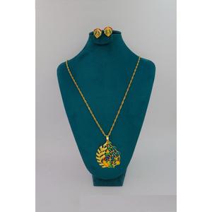 Collier avec boucles d'oreilles Parure de bijoux en laiton pur plaqué or Parure de bijoux collier design haute qualité pour les Émirats arabes unis - Product Image 4