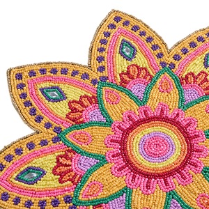 Handcrafted Flower Design <b>Beaded</b> <b>Placemat</b> Premium Decorative Dining Table Centerpiece For Modern Home Decoration - Product Image 2