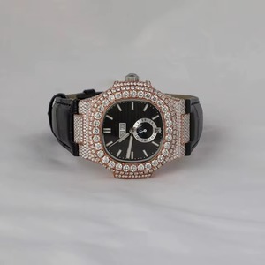Nouvelle montre de luxe tendance et élégante, sertie de diamants Moissanite de laboratoire DVVS, faite à la main, demi-diamants, bicolore, pour homme et femme, en stock. - Product Image 1