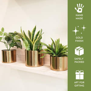 Pots de fleurs debout libres seaux en tôle de fer de haute qualité or plaqué métal jardinières ensemble vaisselle facile jardinière portable - Product Image 3