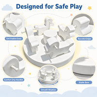 Manège Électrique Blanc Doux pour Enfants avec Double Poignée, 4 Places, pour Aire de Jeux Intérieure/Extérieure et Location de Fêtes