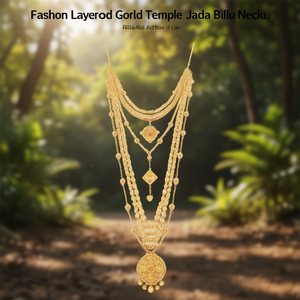 Fashion Layered Gold Temple Jada Billalu Necklace - Product Image 3