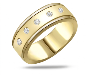 Anillo de Boda Unisex de Lujo en Oro Amarillo de 18K con Diamantes Cultivados en Laboratorio, Corte Brillante Redondo, con Piedras de 0.15ct - Product Image 1
