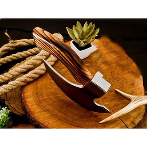 Hache à pizza Burraq personnalisée en acier au carbone, manche en bois de rose, étui en cuir, pour bricolage, extérieur, industriel, cadeau Fête des Pères - Product Image 6