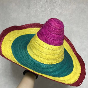 Sombreros mexicanos de paja de color, hechos a mano, tejidos con palma, de ala ancha, sombrero tradicional para fiestas, decoración de restaurantes, verano - Product Image 1