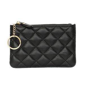 New Fashion Diamond Lattice Wool Coin Purse Luxury Soft Mini <b>Wallet</b> Women Quilted Zippered <b>RFID</b> Blocking Scarves Small Pouch - Product Image 5