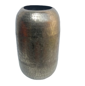 Modern Handcrafted Hammered Metal <b>Vase</b> <b>Unique</b> Textured Geometric Decorative Vessel Minimalist Tabletop for Home Decor - Product Image 1