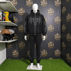 Sweat à capuche d'hiver streetwear gothique coupe classique motif crânes et papillons noir zippé graphique à pointes polyester/coton français - Product Image 3