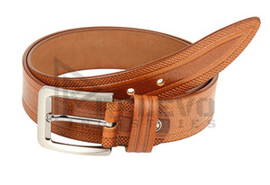 Ceinture en cuir Relevo Industries, cuir de vachette, couleur unie, boucle à ardillon rectangulaire en cuivre, style décontracté, ceinture pour homme, streetwear - Product Image 2