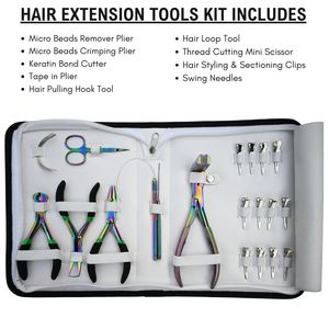 Professional Hair Extension Installation Tool Kit Micro Beads Crimping Plier Keratin Bond <b>Cutter</b> Tape In Plier Loop Tool Set - Product Image 2