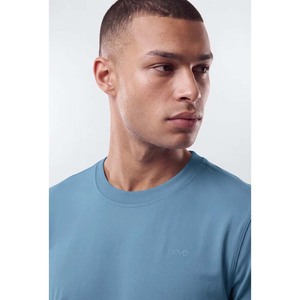 Men's <b>Light</b> Blue O-<b>Neck</b> Short Sleeve T-Shirt Solid Knitted Casual Top - Product Image 4