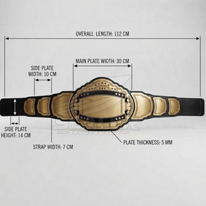 Personalized Leather Sports <b>Wrestling</b> Award <b>Belt</b> Large Center Details Adjustable Buckle Strap High Waist Breathable for - Product Image 6