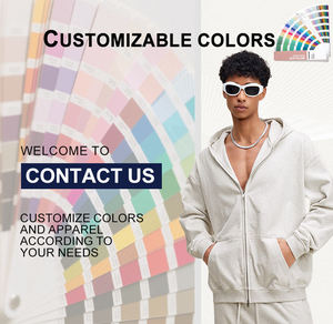 Sweat à capuche d'hiver personnalisé à double fermeture éclair, poids lourd, couleurs personnalisées, style streetwear vintage vieilli, délavé à l'acide, 300 g/m², 100 % coton - Product Image 5