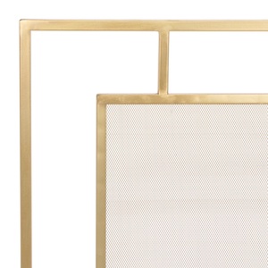 Paravent de cheminée autoportant en métal géométrique à cadre imbriqué, grille de protection résistante à la chaleur et aux étincelles, bouclier de foyer moderne - Product Image 4