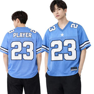 เสื้อเจอร์ซีย์อเมริกันฟุตบอลผู้ชายไซส์ใหญ่ สไตล์แฟชั่น ผ้าโพลีเอสเตอร์ตาข่าย เสื้อสตรีทแวร์กีฬา คอวี รับผลิตแบบ OEM ODM ขายส่ง - Product Image 1