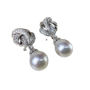Heavy Industry's Exquisite Hong Kong Style 7-6mm Natural Pearl Earrings Flawless <b>Ribbon</b> Bow Design Pure <b>Silver</b> Thick Version - Product Image 5