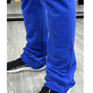Pantalon de survêtement en molleton de laine pour homme TITAN TREAD WEAR, style hip-hop, taille élastique avec cordon de serrage, décontracté, pour l'hiver, imprimé logo cœur, bleu et noir - Product Image 3