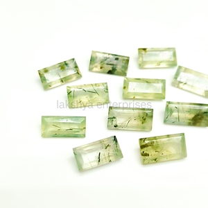 Piedra Preciosa Rectangular Facetada de Prehnita Verde Natural de 12MM x 6MM, Calibrada, Suelta, para Fabricación de Joyas, Colgantes, Anillos, Venta al Por Mayor - Product Image 2