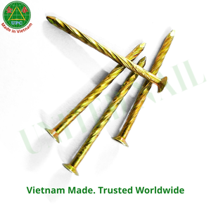 Clous en acier plaqué jaune de 1-3/8 pouces avec tige à vis pour le travail du bois, en provenance du Vietnam |    Clous non montés avec revêtement jaune - Product Image 3